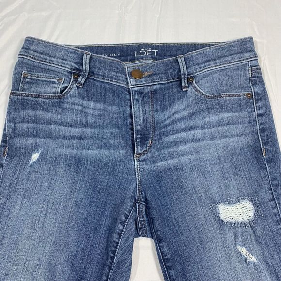 Ann Taylor LOFT Modern Skinny Denim Distressed Jeans Women’s Size 29/8 Inseam 29 - Picture 5 of 11
